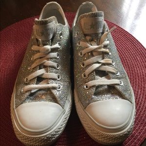 SILVER glittery converse